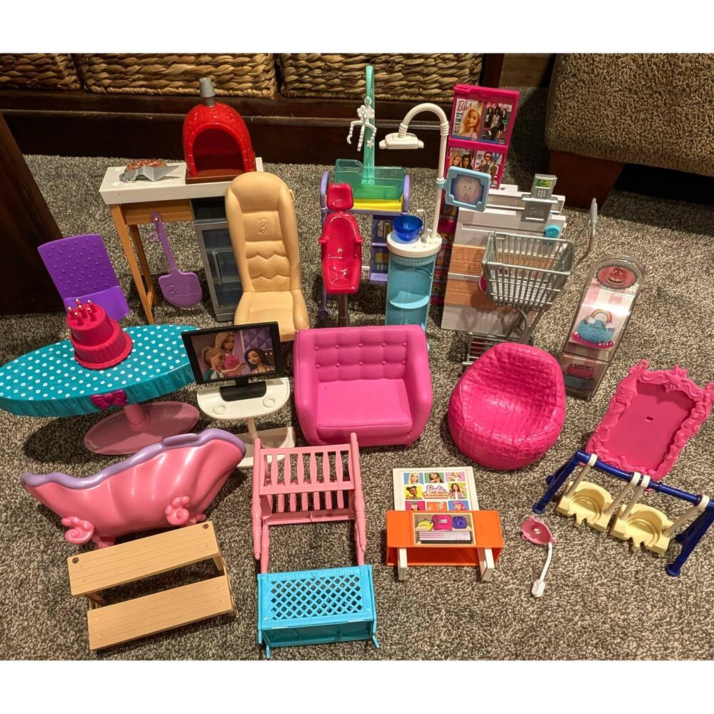 Barbie Multicolor Huge Lot Vintage Dollhouse Furniture Accessories